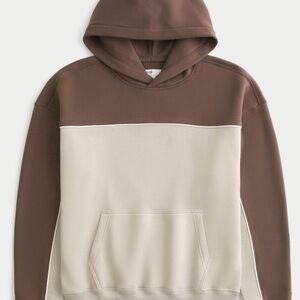 Hollister Two-Tone Brown & Cream Pullover Hoodie